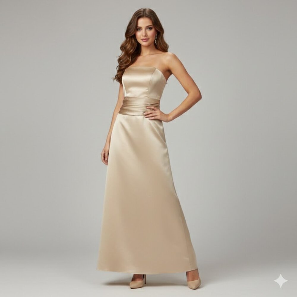 Strapless Cream Gown with Shawl